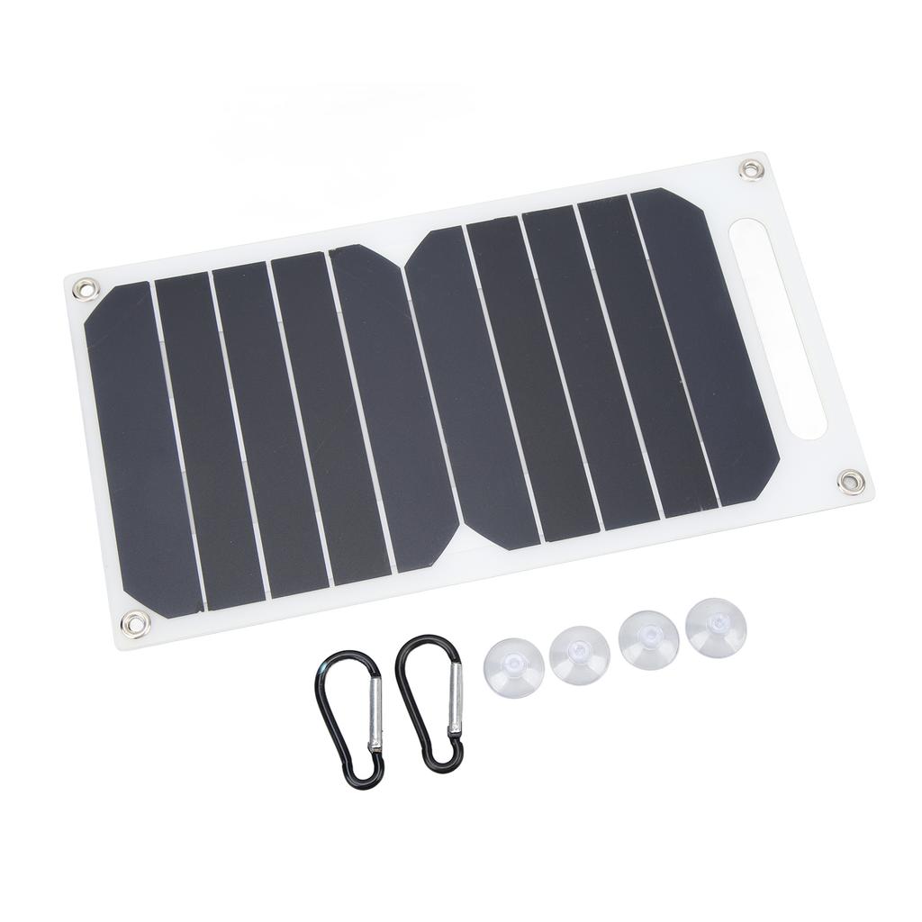 Solar Panel 10W Monocrystalline Silicon IP65 Waterproof Slim Portable Solar Panel Charger with Carabiner Suction Cup