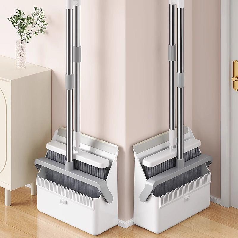 Складной набор "Метла и совок" с мягкой щетиной для дома