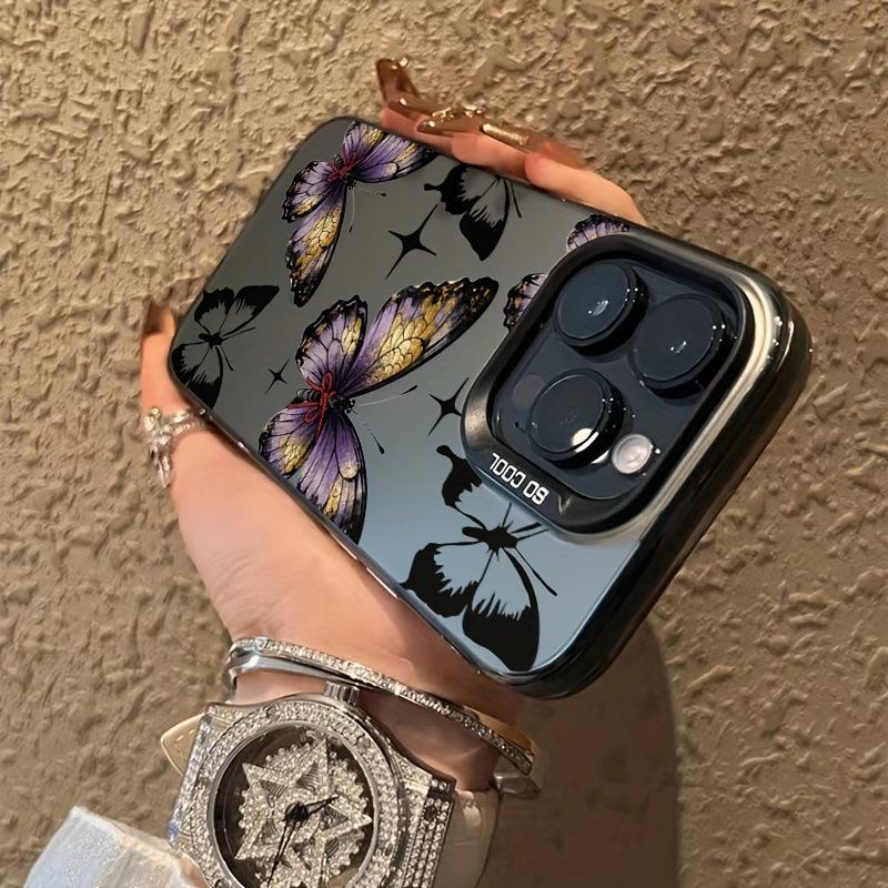 Чехол для iPhone 'Фантомный Цвет Бабочки': Совместимо с iPhone 12 Pro Max, 14 Plus, 15, 16 и 17 - Продвинутый Лазерный Серебристый