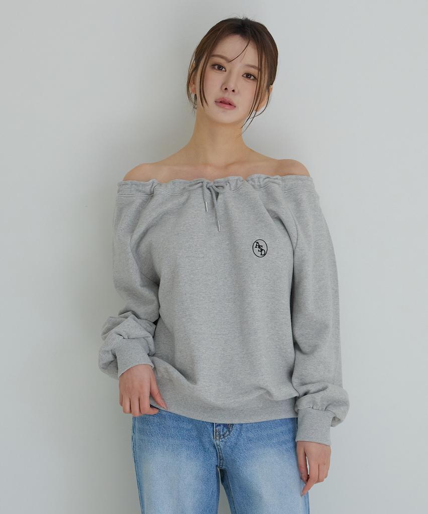 AWESOME STUDIO String Off-Shoulder Sweatshirt Ivory
