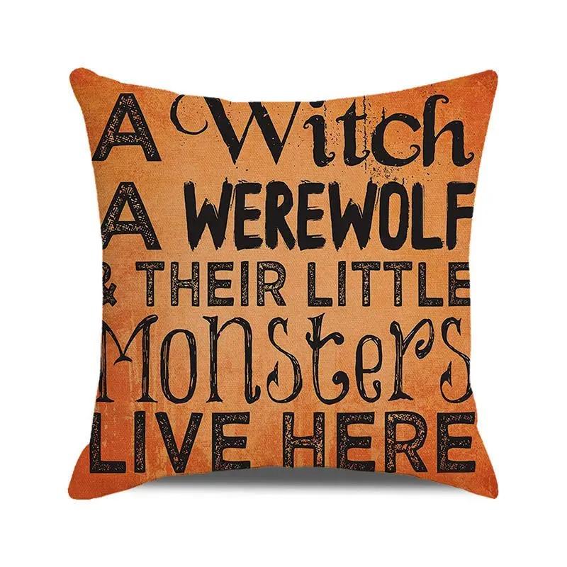 Декоративная наволочка для подушки на Хэллоуин с изображением тыквы, летучей мыши, волшебника, призрака, подходит для украшения дома, гостиной, дивана, комнаты