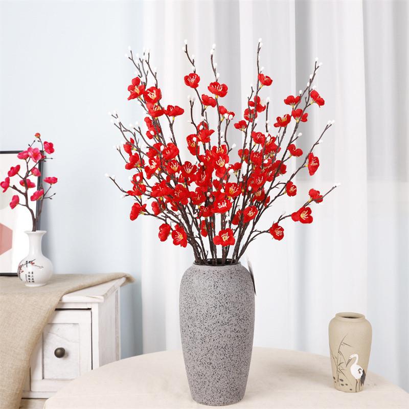 56 см в длину 10 шт./лот новогодние украшения искусственные цветы пластиковая шелковая ткань консервированные сливовые цветущие столбы искусственные свадебные сливовые цветки