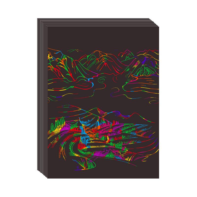 Детская цветная книга-раскраска скретч-арт DIY: Креативная Граффити и Бумага для Детского Сада