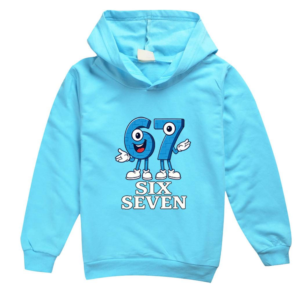 9194 Детский Худи с принтом Steal a Brainrot 67 Six Seven, повседневный, с длинными рукавами