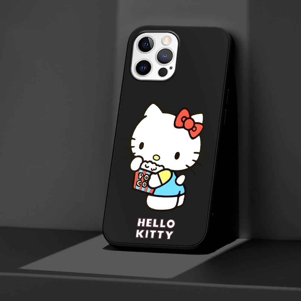Hello Kitty Cartoon Case for Apple iPhone 13 14 Plus 11 12 Mini 15 Pro Max 7 8 SE 2020 X XS XR Silicone Black Soft Phone Cover