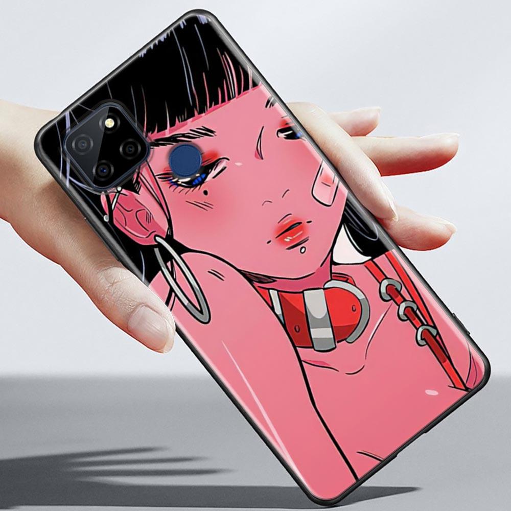 Супер милый чехол для телефона с аниме для девочек для OPPO Realme 5 6 7 7i 8 8i 9 9i V25 F9 F17 F19 5G 4G Pro Narzo Speed, черный мягкий чехол, Чехлы
