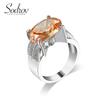 Женские обручальные кольца SODROV с большим цирконом цвета шампанского