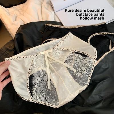 Леди Весна и Лето Леопардовый Принт Мягкое Кружево Ажурный Сексуальный Чистое Желание Ветер Красивые Бедра Средняя Посадка Нижнее Белье