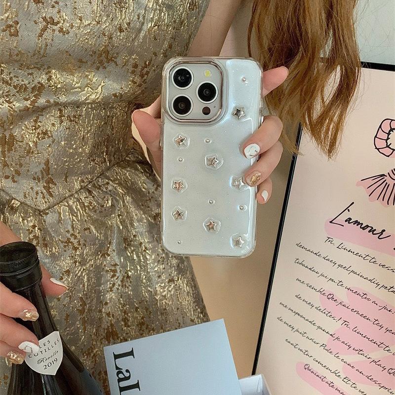 Для IPhone17Promax Чехол для мобильного телефона Пятиконечная звезда для Apple 15plus Бант 14 Блестящий силиконовый мягкий чехол