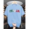 Summer Men's 100% Pure Cotton Fashionable Casual Loose Italian Letter Printed Sporty Round-neck Short-sleeved T-shirt Top