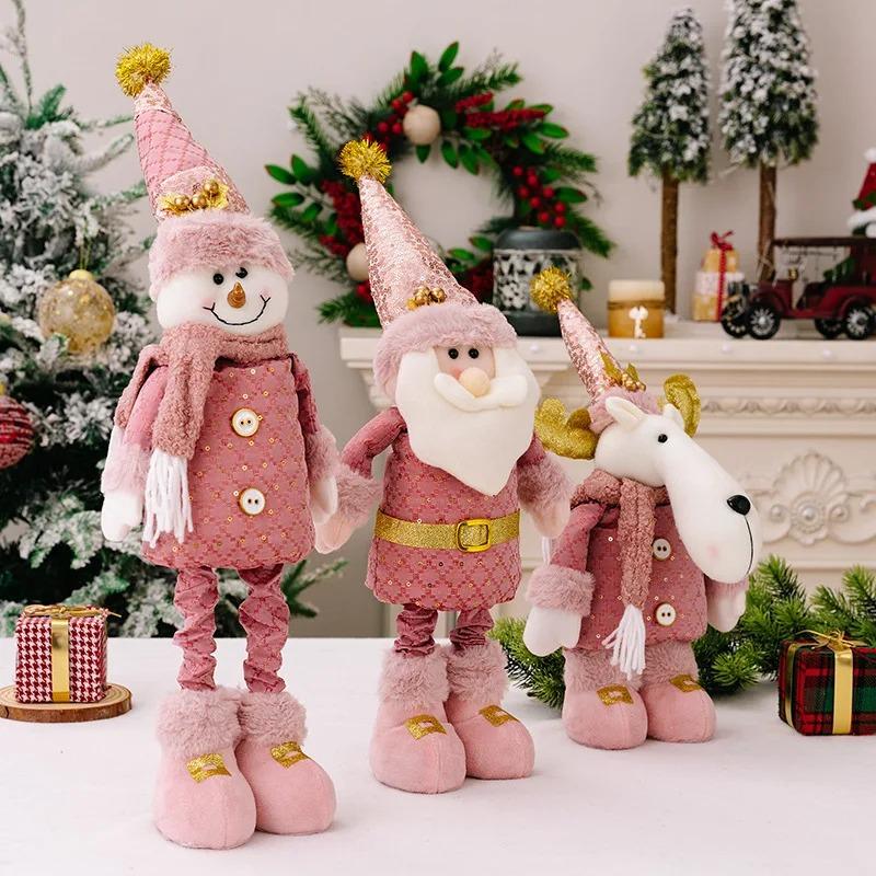1pcs Christmas Elk Decorations Retractable Large Standing Reindeer Plush Doll Toys Christmas Tree Decor Table Ornament