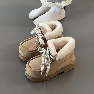 Женские меховые ботинки с мехом у рта, большого размера, на толстой подошве, с мягкой подошвой, зимние теплые меховые ботинки-сноубутсы, на подкладке, ботильоны до щиколотки, нескользящие, для хайкинга, спортивные, хлопковые ботинки