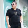 Fat Men's Fat Plus Size Short-sleeved V-neck T-shirt Oversized Loose Elastic Fat People Tide Summer Fat People Clothes