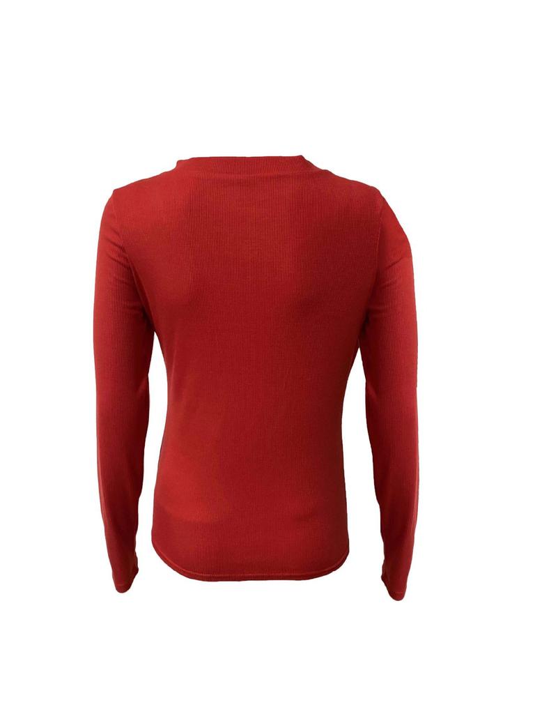 Женская футболка бодикон с V-образным вырезом и пуговицами, европейско-американский стиль, осень/зима 2024