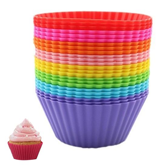 10Pcs Silicone Muffin Cups Non-Stick Cake Mold Food-Grade Reusable Cupcake Liners for Baking Pancakes Candies Muffins