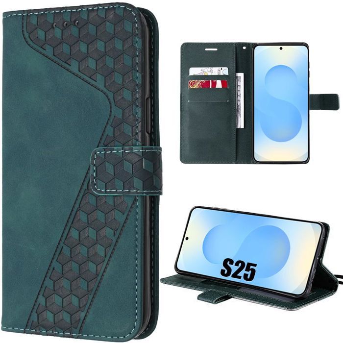 Protective Case - BOOLING - for Samsung Galaxy S25 - PU Leather - Night Green - Shockproof