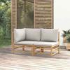 VidaXL Garden Lounge Set 2 Pcs with Light Grey Cushions Bamboo 362276