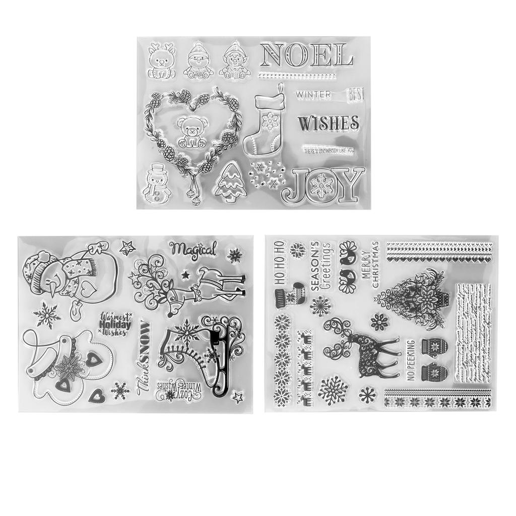 3 шт. прозрачных штампов с прозрачным отпечатком, переработанные безопасные рождественские олени, прозрачные штампы для открыток для поделок