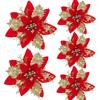 10/50pcs Artificial Glitter Christmas Flowers for Xmas Tree Ornament Fake Flower Floral New Year Party Home Decoratio