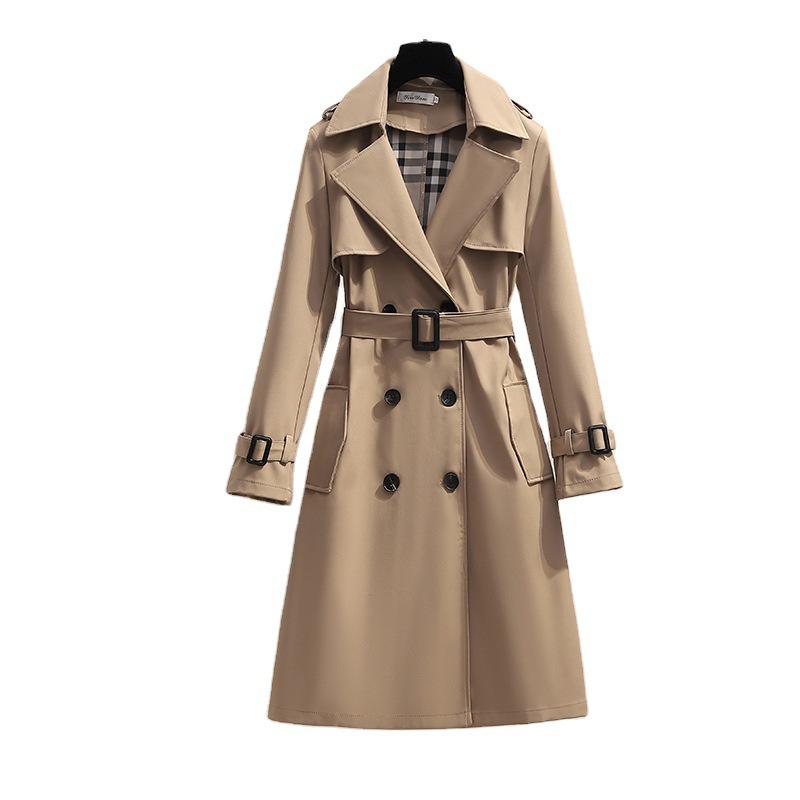Women's Spring and Autumn Loose Casual Fashion Style Long Sleeve Lapel Jacket Windbreaker Coat