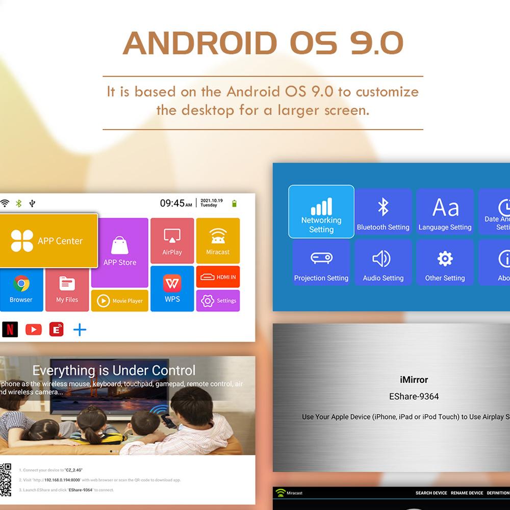Vivicine P16 Android 9.0 Smart Pocket 3D 4K Mini Projector,Support Miracast Airplay 5G Wifi Home Video Game Proyector Beamer
