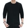 Men Tops Round Neck Long Sleeve Autumn Tops Solid Color Thin Bottom Tops Regular Style Casual Pullover Tops