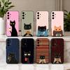 Чехол для телефона S-Striped C-Coffee Cat для Samsung Galaxy A73, A72, A71, A70, A53, A52, A51, Другие Мягкий Черный Корпус