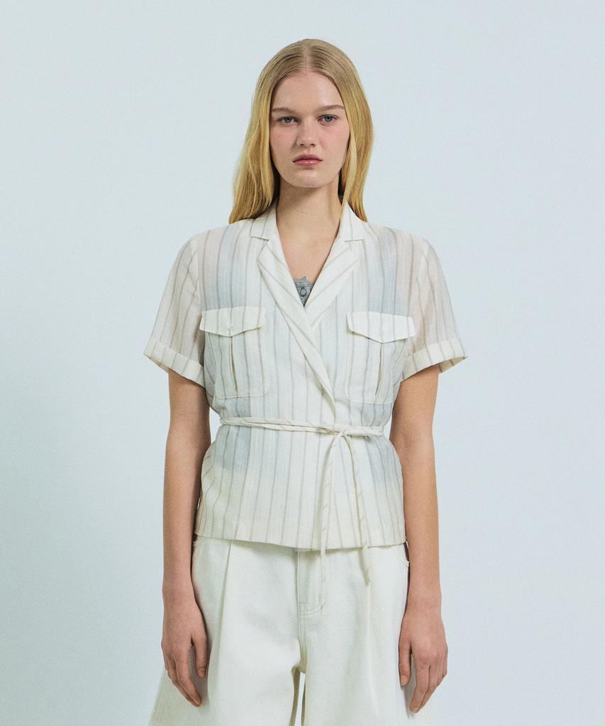GROVE Maggy Stripe H/S Shirt (Ivory)