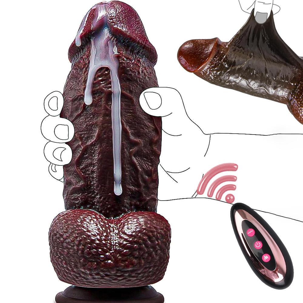 Big Dark Realistic Silicone Dildo for Women with Strong Suction Cup Hand-Free Vagina & Anal G-spot Sex Toy for Adults 18+