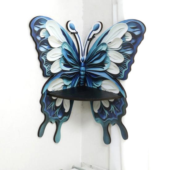 Угловая полка из искусственного хрусталя с бабочкой, деревянная настенная плавающая полка для гостиной, прочная каменная витрина для хранения свечей, украшение