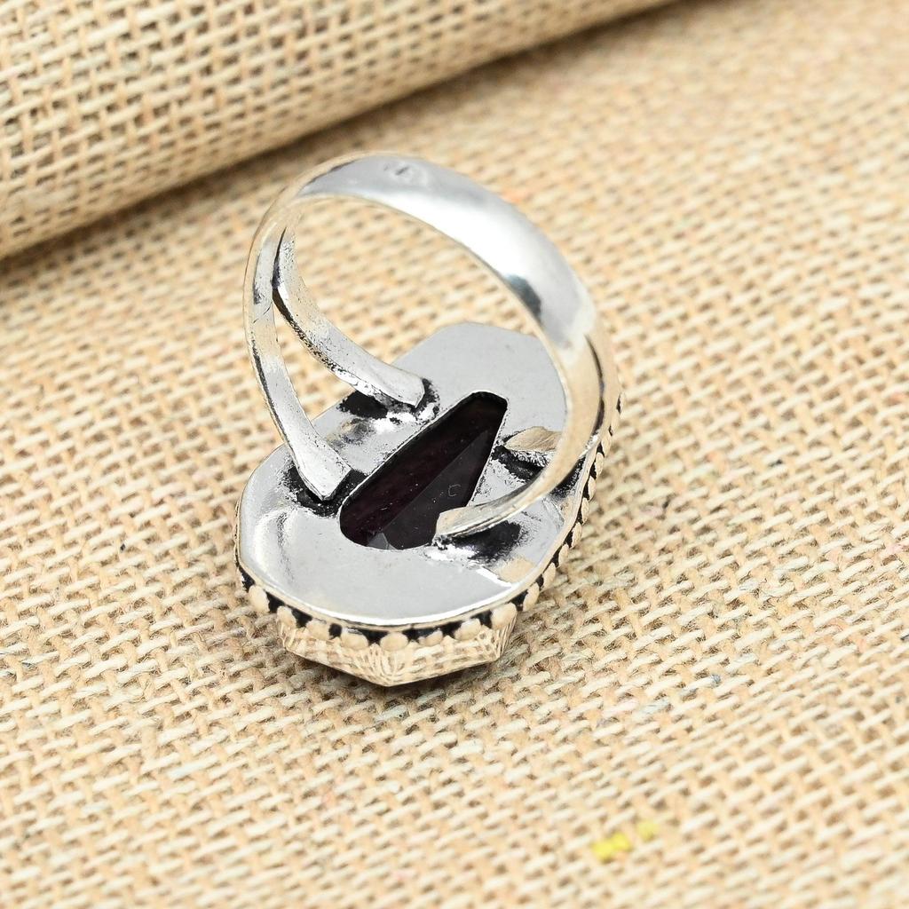 Кольцо с фиолетовым аметистом и драгоценным камнем, стерлинговое серебро 925 пробы, ювелирные изделия ручной работы, подарок на День благодарения для нее