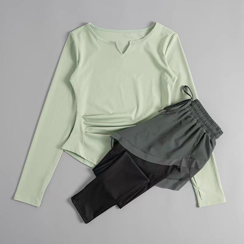 Женский быстросохнущий костюм для йоги 2024 года: Осенне-зимняя спортивная одежда для бега, пилатеса и фитнеса