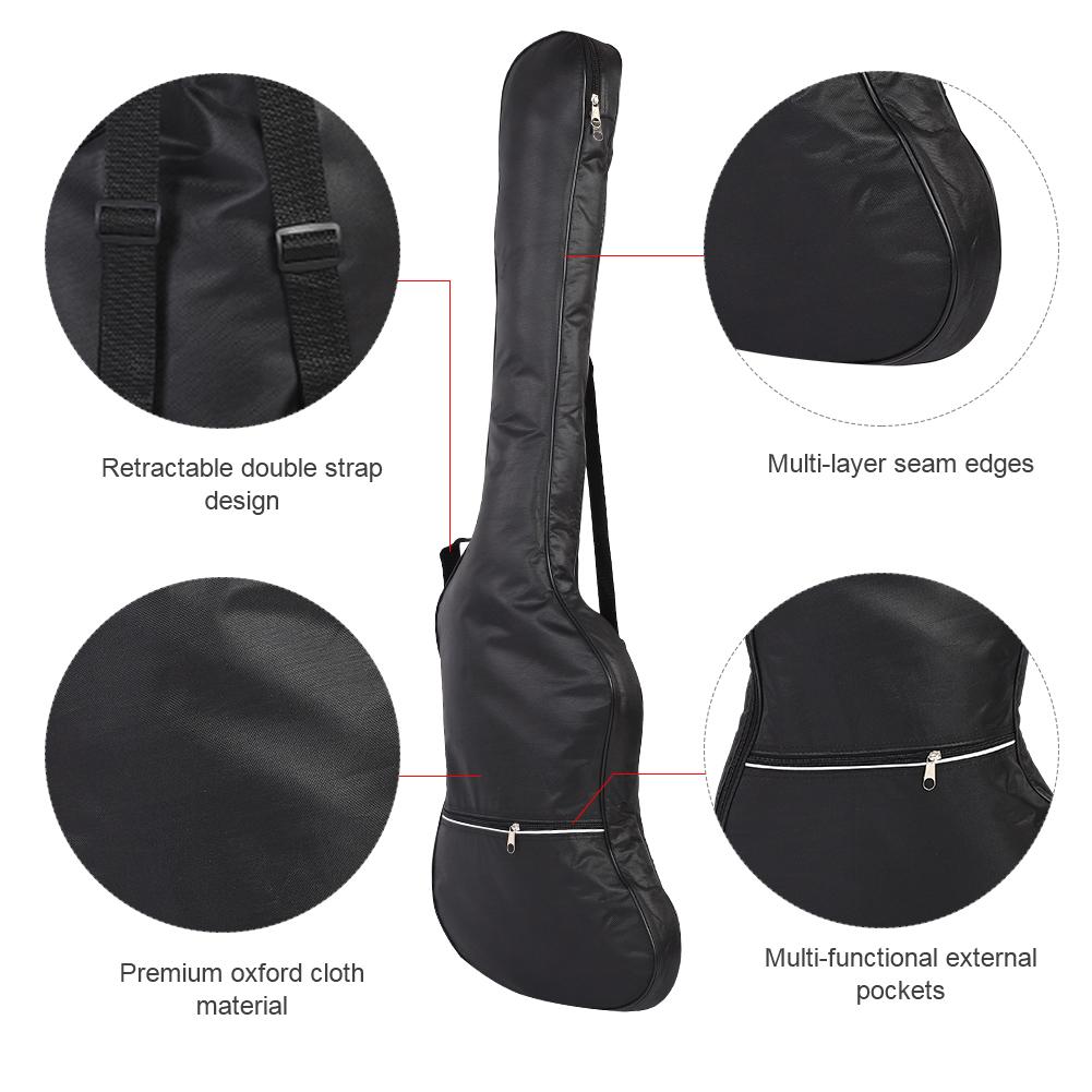 Oxford Cloth Padded Electric Bass Bag Double Straps Waterproof Black