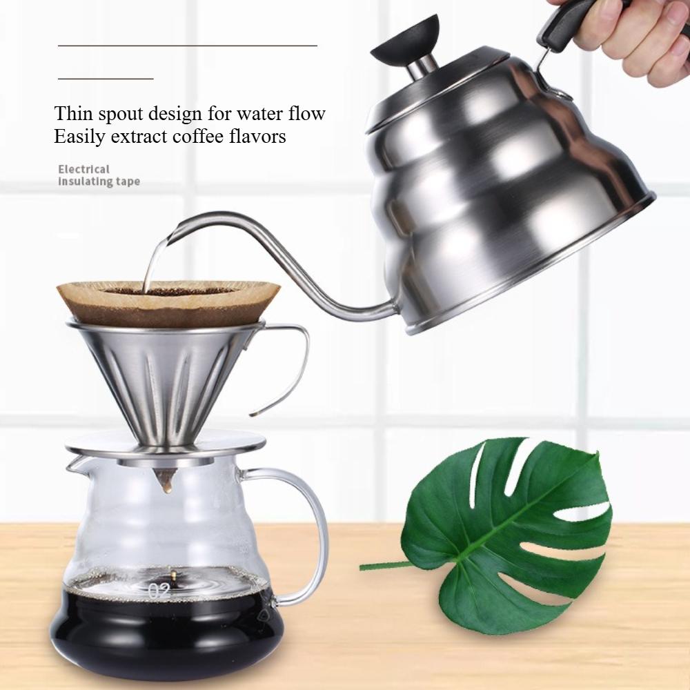 304 Stainless Steel Pour Over Coffee Kettle, Cloud Drip Kettle Long Spout Temperature Control for Drip Coffee Brewing KFS-007
