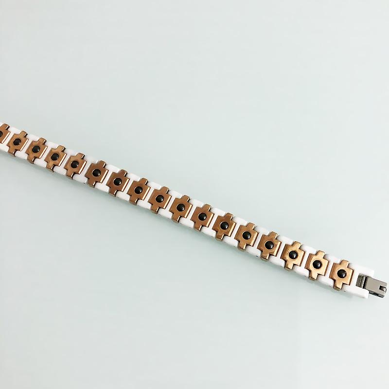 Цвет розового золота, стальной белый/черный керамический браслет-цепочка для мужчин и женщин, биогерманиевый магнитный браслет, женские ювелирные изделия
