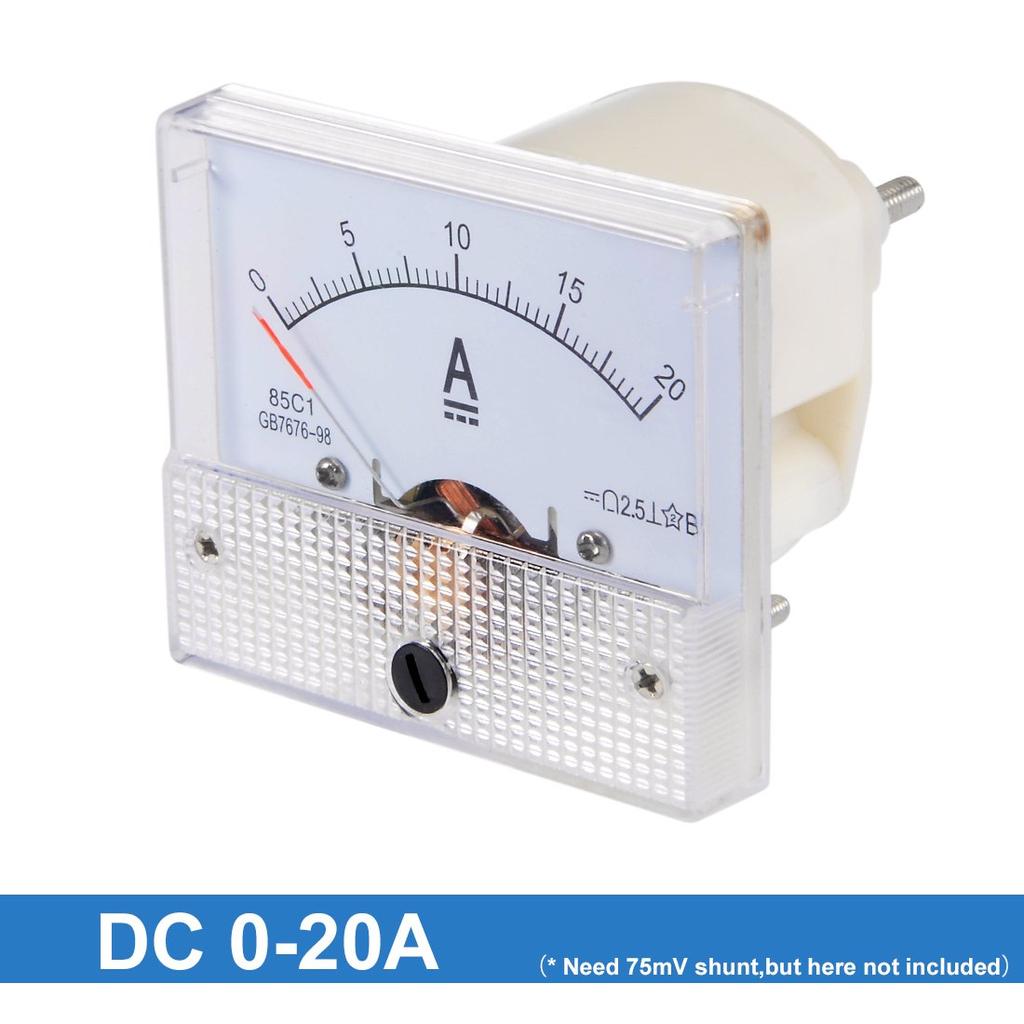 Uxcell 85C1 Аналоговый панельный амперметр постоянного тока для проверки цепи 1 шт., 0-20А, 64x60x56мм, Тестирование, Зарядка, Измерительный прибор,