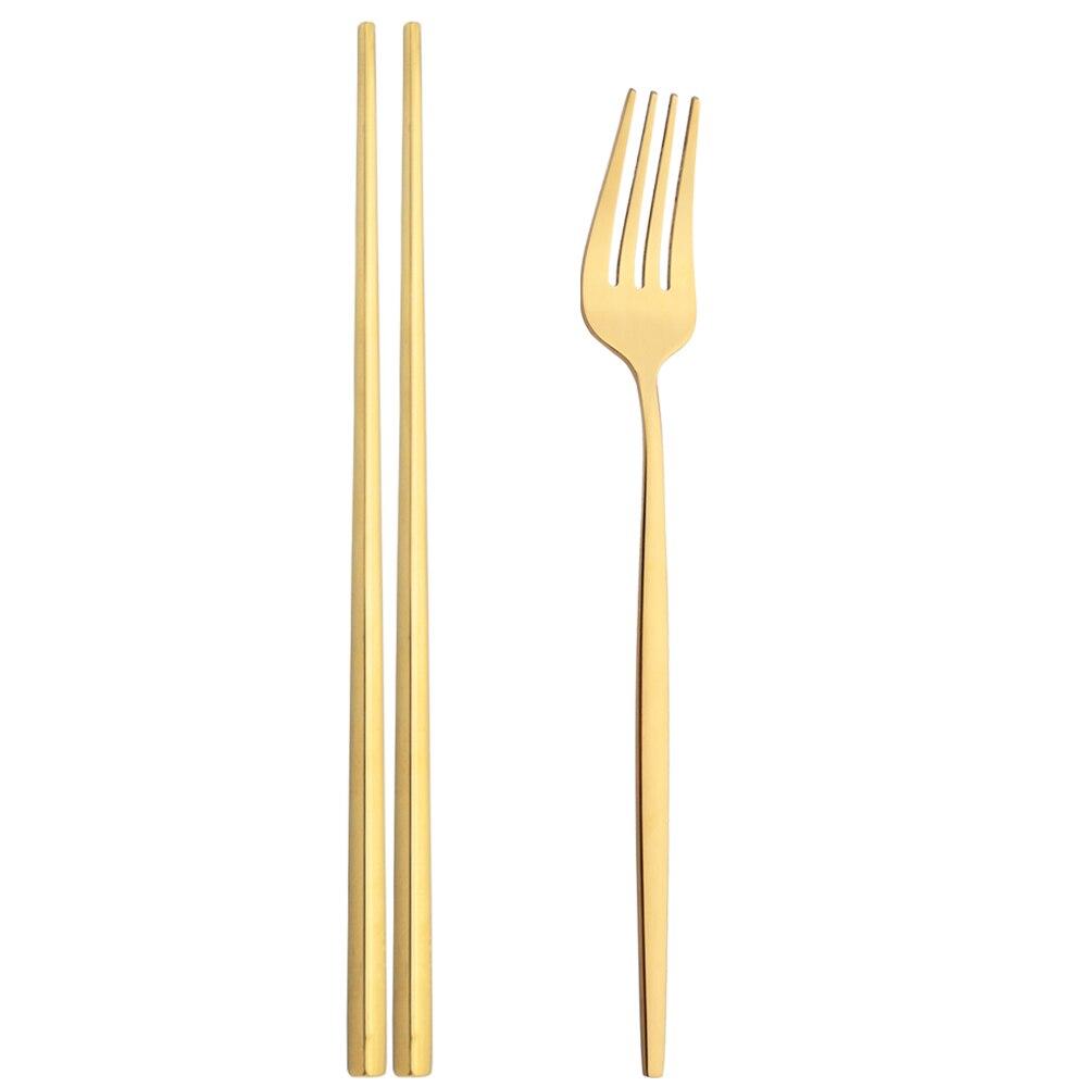 Черный набор столовых приборов из нержавеющей стали, обеденная вилка, палочки для еды, портативный набор столовой посуды, 2 шт., столовое серебро, кухонная посуда в западном стиле, домашняя посуда