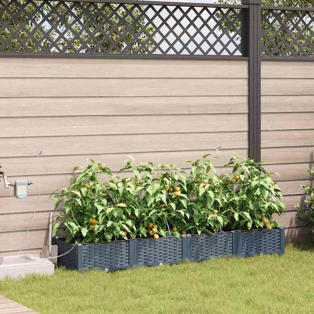 Garden Planter Set 4 pcs Light Grey 160 x 40 x 22 cm Plastic