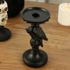 Halloween Skull Candlestick Scary Crow Candle Tray Handmade Resin Desktop Ornaments Halloween Haunted House Party Decorations