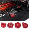 4Pcs Engine Oil Cap Brake Fluid Cap Wiper Washer Cap Radiator Cap Cover Trim Set, Aluminium Alloy Engine Oil Cap Cover Decorative Set Accessories for