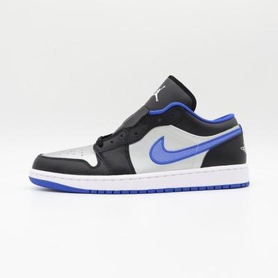 553558-007 Nike Air Jordan 1 Low Черный Игровой Синий Металлический Платиновый (Мужской)