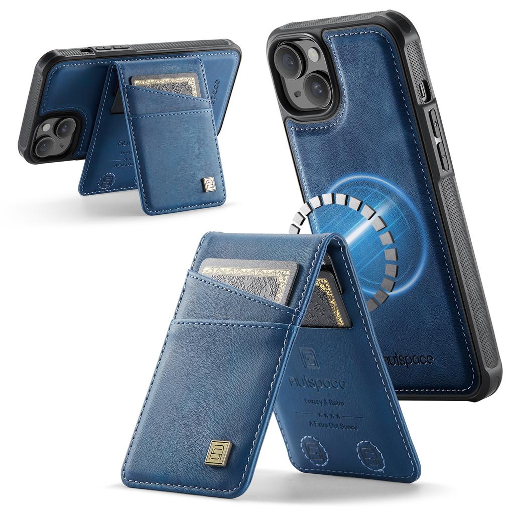 Для iPhone 15 Чехол AUTSPACE A12 Кожаный чехол для телефона со съемным карманом для карт