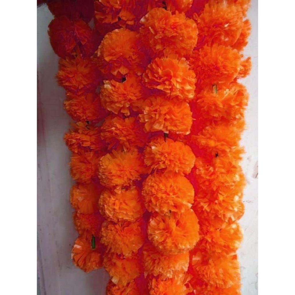 10 Pcs Indian Handmade Artificial Marigold Garland Flowers for Decoration Long for Door Decoration Toran Genda Phool for Wedding