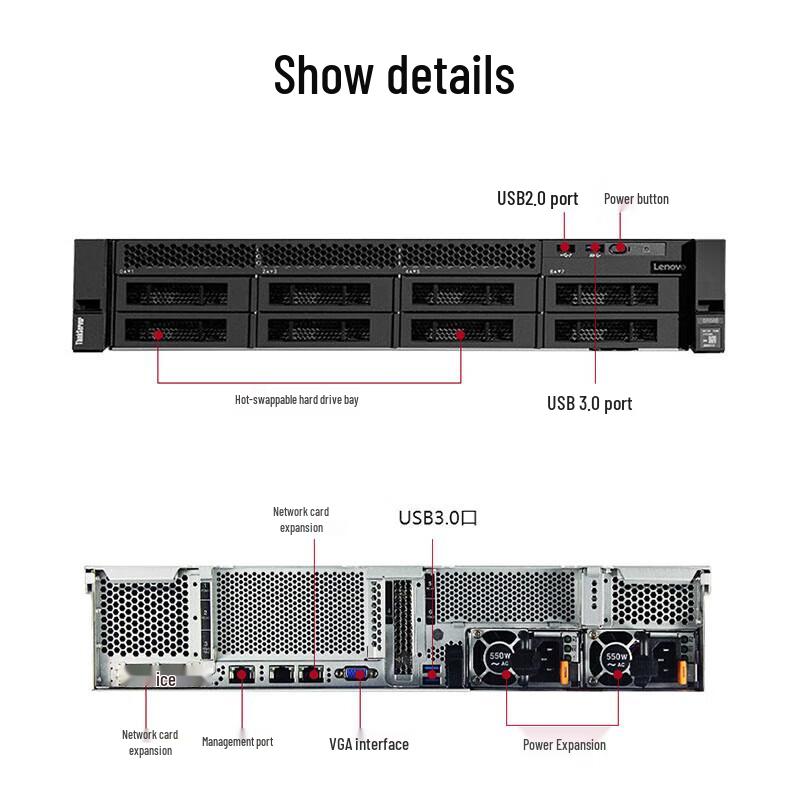 Lenovo Сервер-стойка 2U ThinkServer SR588T (Китайская версия)