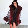 Womens Faux  Winter Jacket  Hooded Coat Fishtail Long Sleeves Overcoat Keep Warm