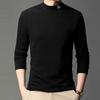 Autumn Winter Half Collar Solid Color Bottoming Tees Men Long Sleeve Add Velvet Casual Fashion T-shirt Male Pullover Top Homme