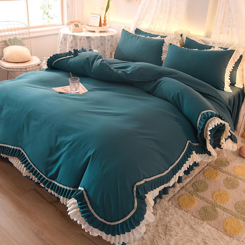 Кружевной постельный подзор из четырех частей, европейская атмосфера, простое одеяло, покрывало, простыня, постельное белье