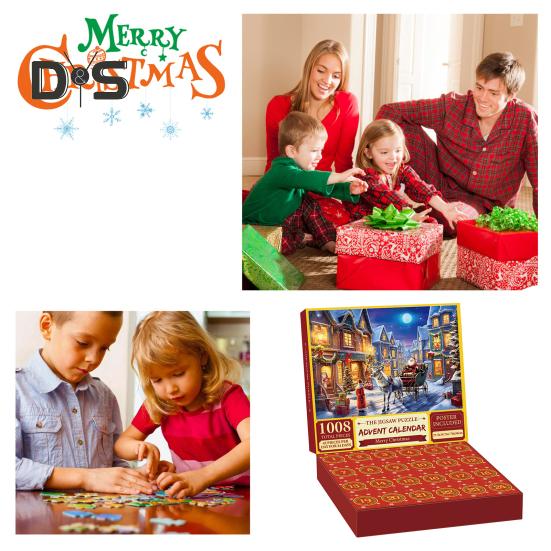 Christmas Advent Calendar Puzzle 1000 Christmas Countdown Jigsaw Puzzle Winter Santa Snowman Holiday Ornament