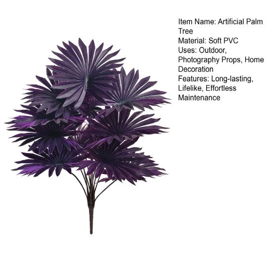 Фиолетовая искусственная пальма, реалистичная искусственная пальма, тропические листья, искусственные пальмовые ветви для Хэллоуина, Рождества, внутреннего и наружного декора