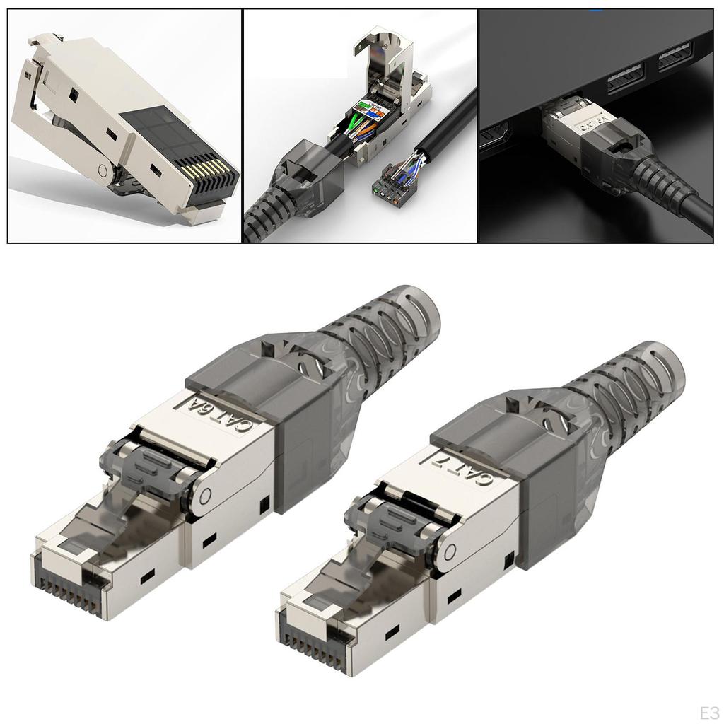 Разъем Cat7 Cat6A RJ45, металлические экранированные оконечные заглушки Ethernet без инструментов